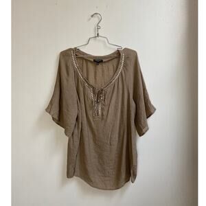 Y2K Studded Gauzy Beach Blouse